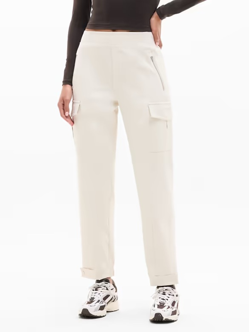 Athleta Endless High Rise Cargo Pant Women’s 8T Bone White Stretch Travel